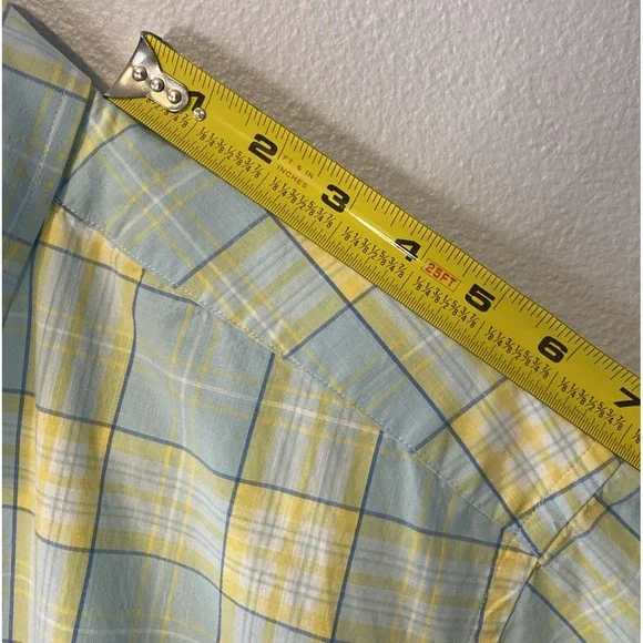 Vineyard Vines Men's Murray Shirt short sleeve Yellow Teal Summer Plaid Size M - Picture 10 of 13